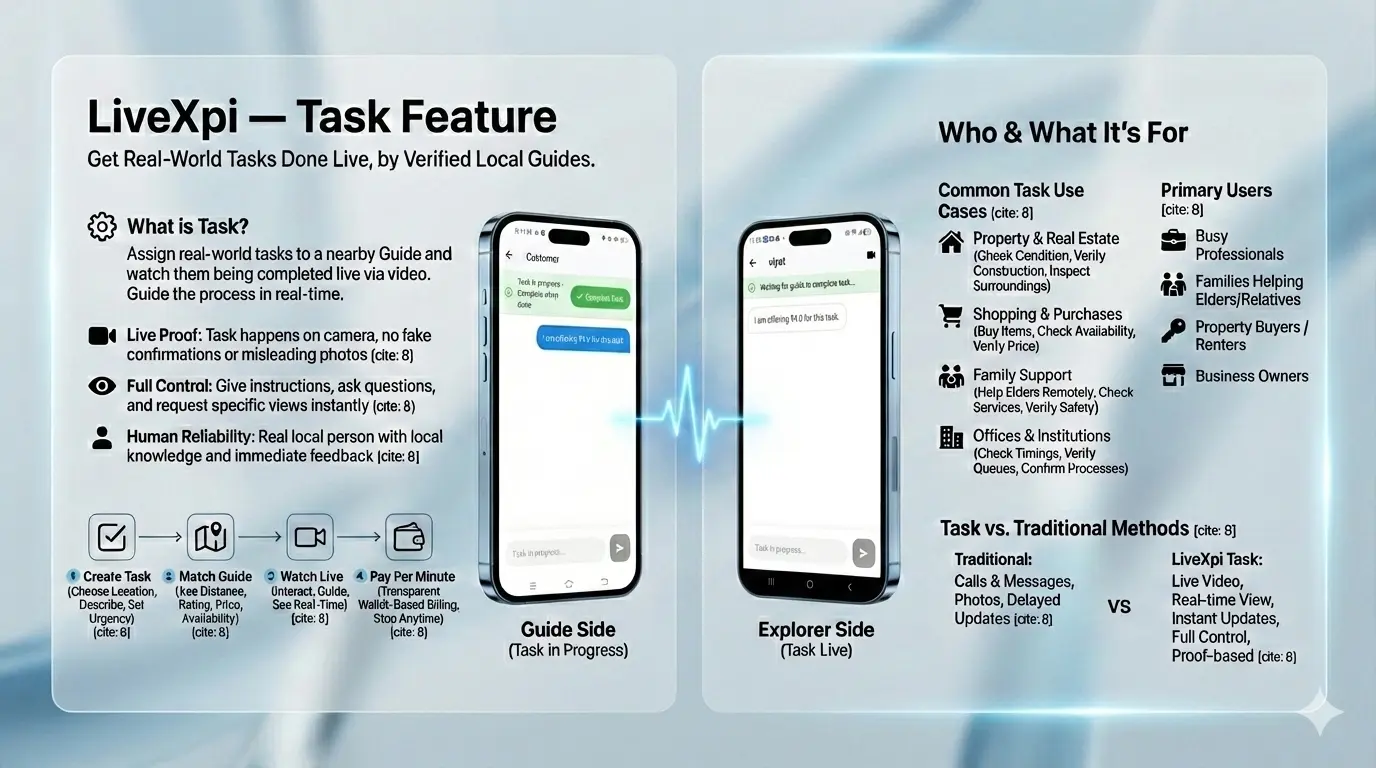 LiveXpi task feature showing task in progress and live explorer view